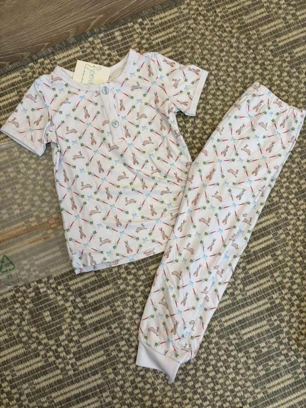Boys Bunny Pajama Set - Short Sleeve Top & Jogger Pants